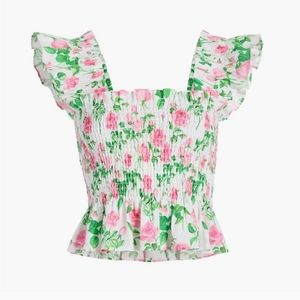 NWOT HILL HOUSE The Paz Nap Top - Pink Roses Linen SIZE S/Small